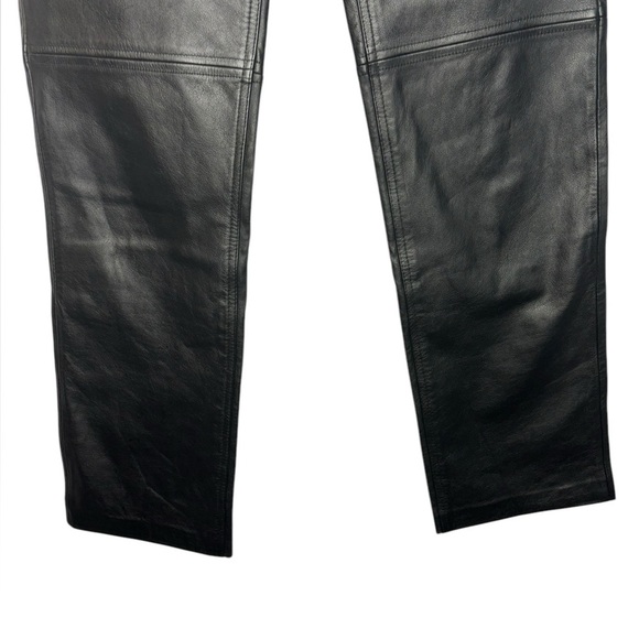 VTG Leather Black Grunge Goth Biker Tommy Hilfiger Straight Leg Pants Size 4 - Picture 2 of 11